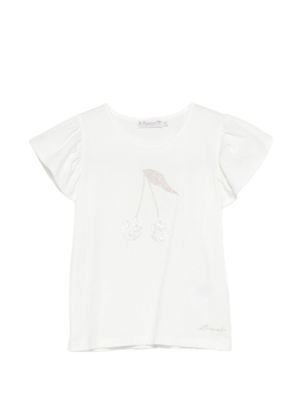 T-shirt Emila per bambina Bonpoint bianca con ruches S06GTSK00008 102 BONPOINT