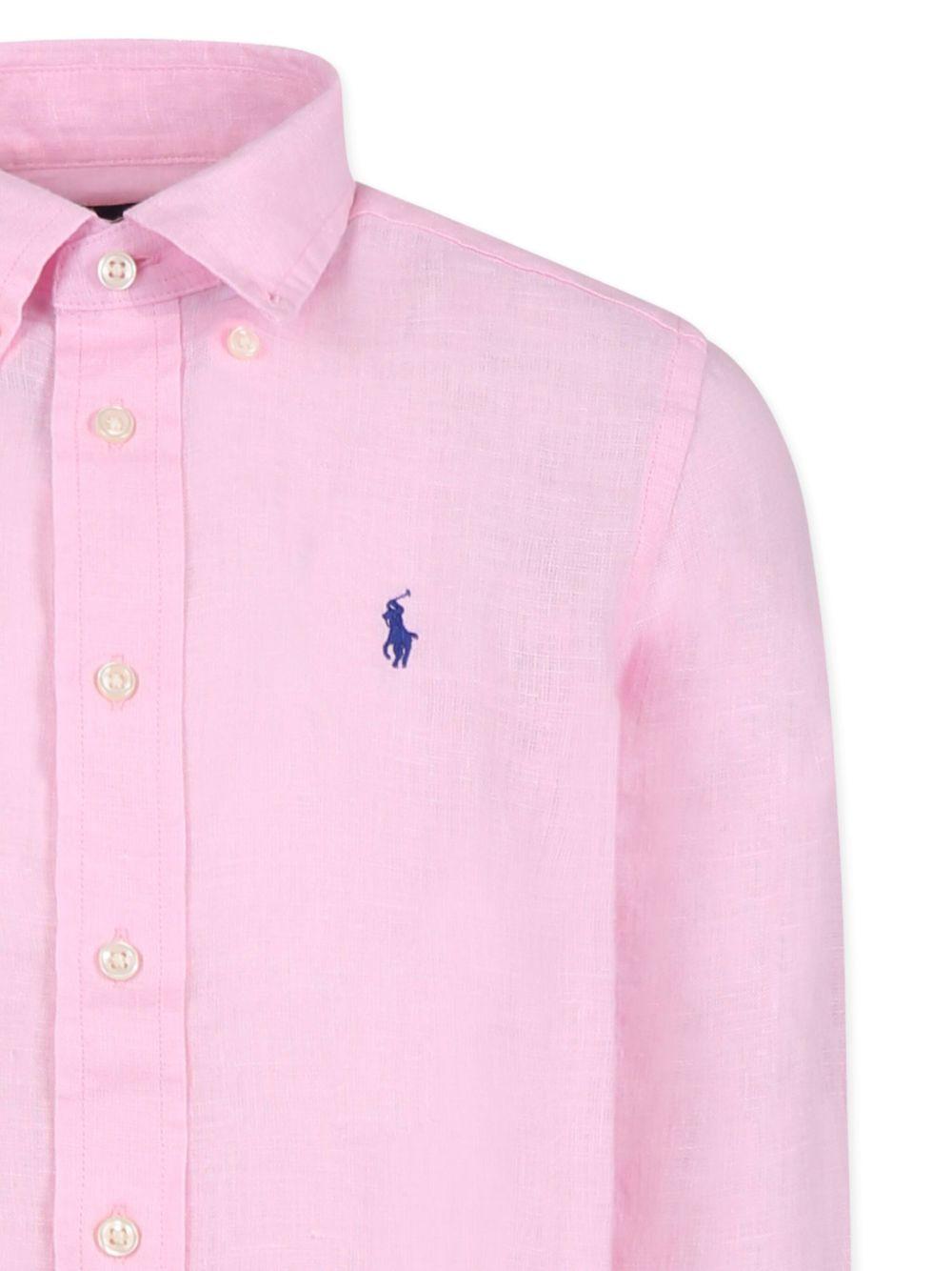 Camicia per bambino POLO RALPH LAUREN KIDS rosa in lino 322967600 002 Ralph Lauren kids