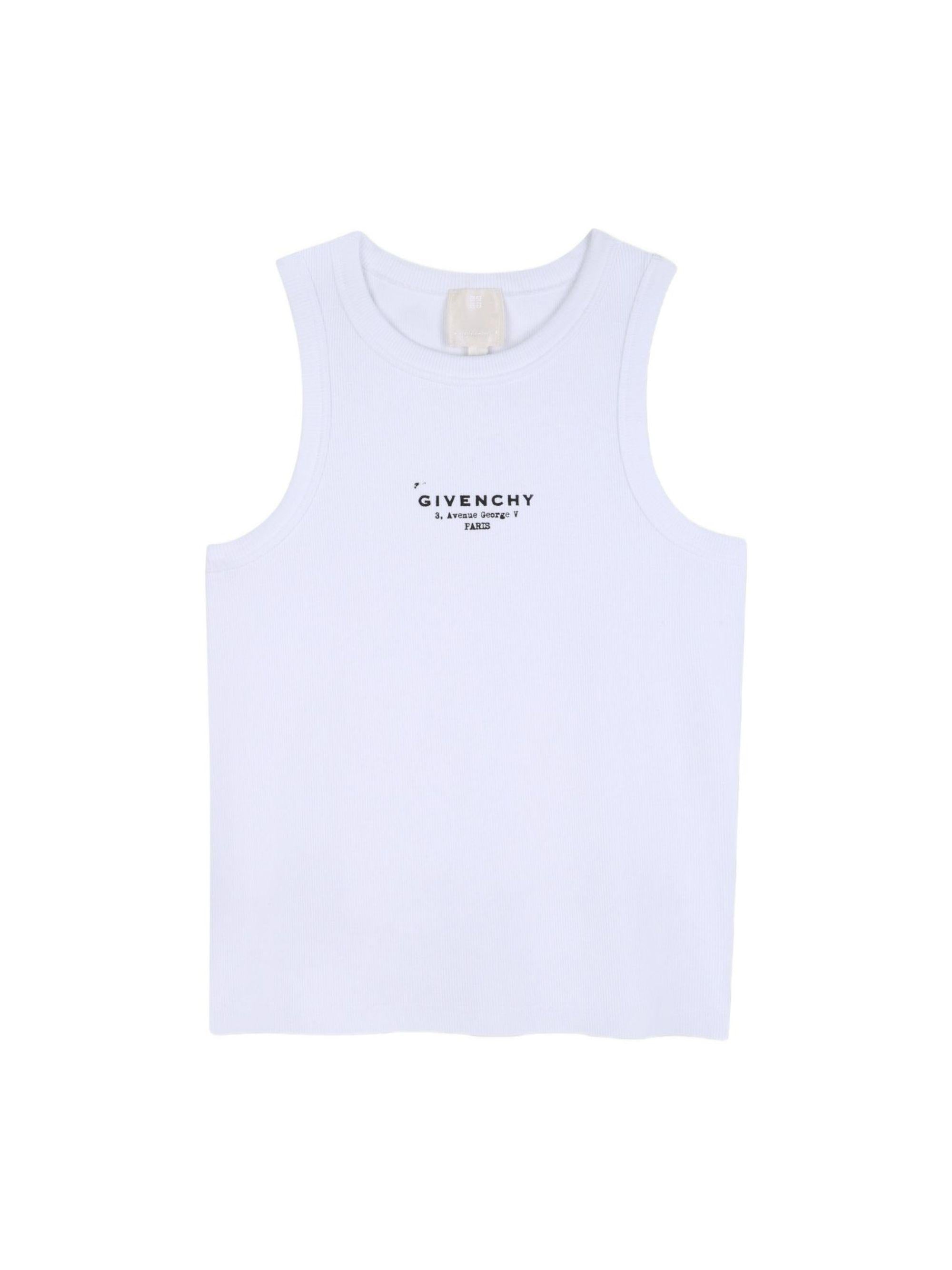 Canotta per bambina Givenchy Kids bianca con logo sul davanti H31114 10P GIVENCHY KIDS