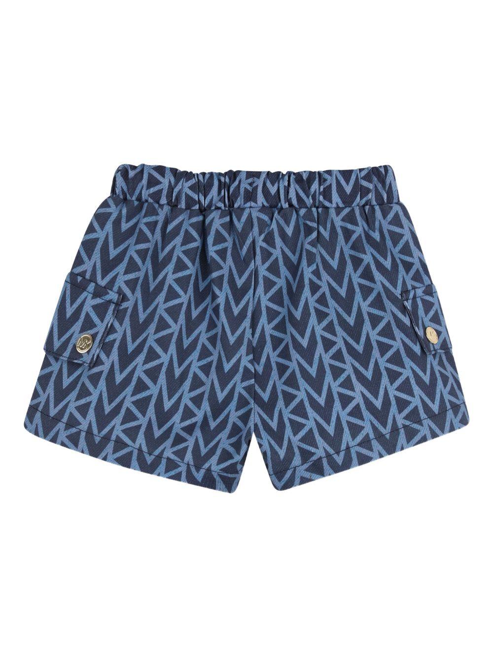 Set t-shirt e shorts per neonata Michael Kors Kids bianco e blu con stampa a fantasia R30614 Z10 MICHAEL KORS KIDS