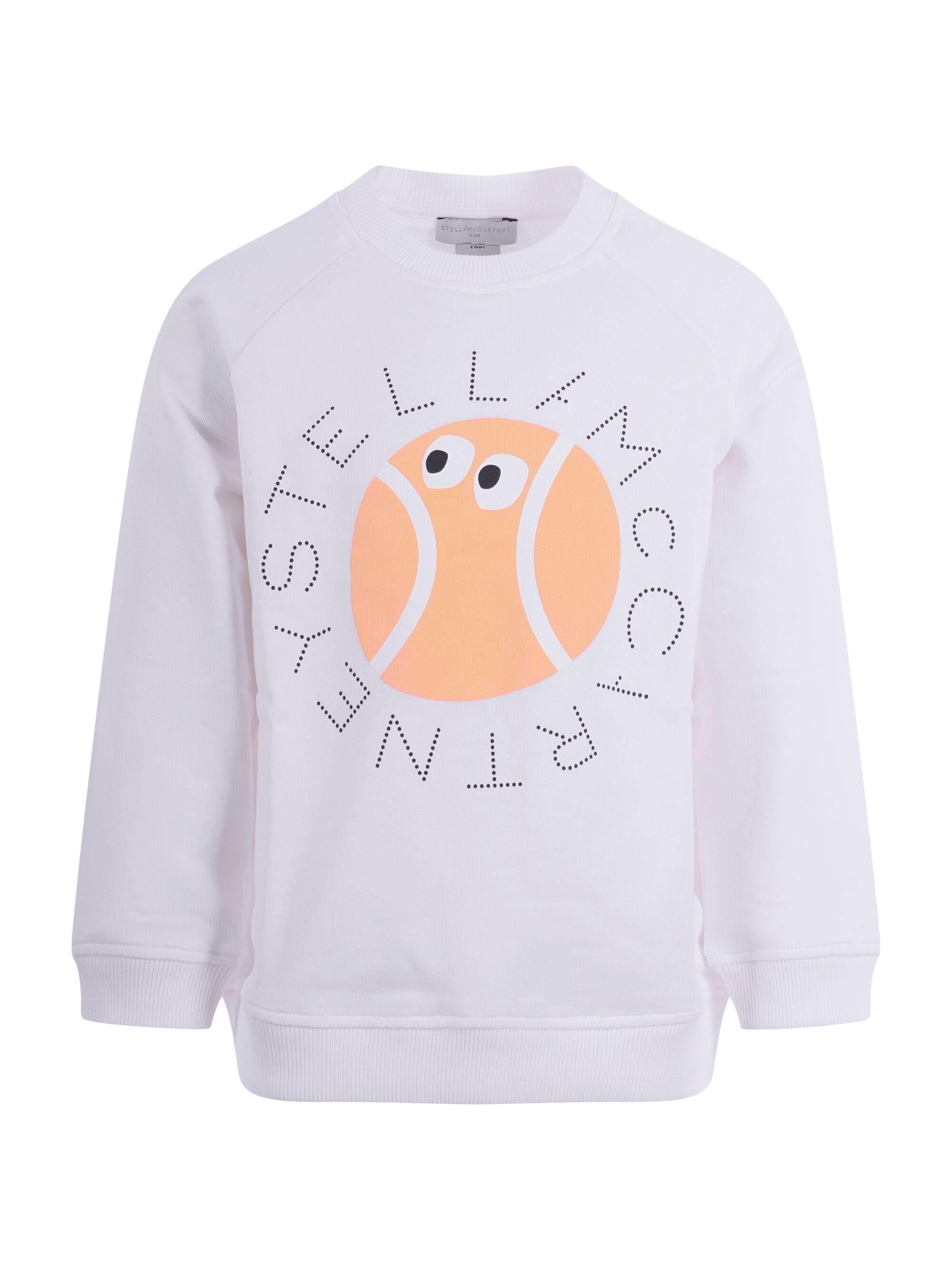 Felpa per bambino Stella McCartney Kids bianca con stampa pallina da tennis TY4Q60 Z0499 101 STELLA McCARTNEY KIDS