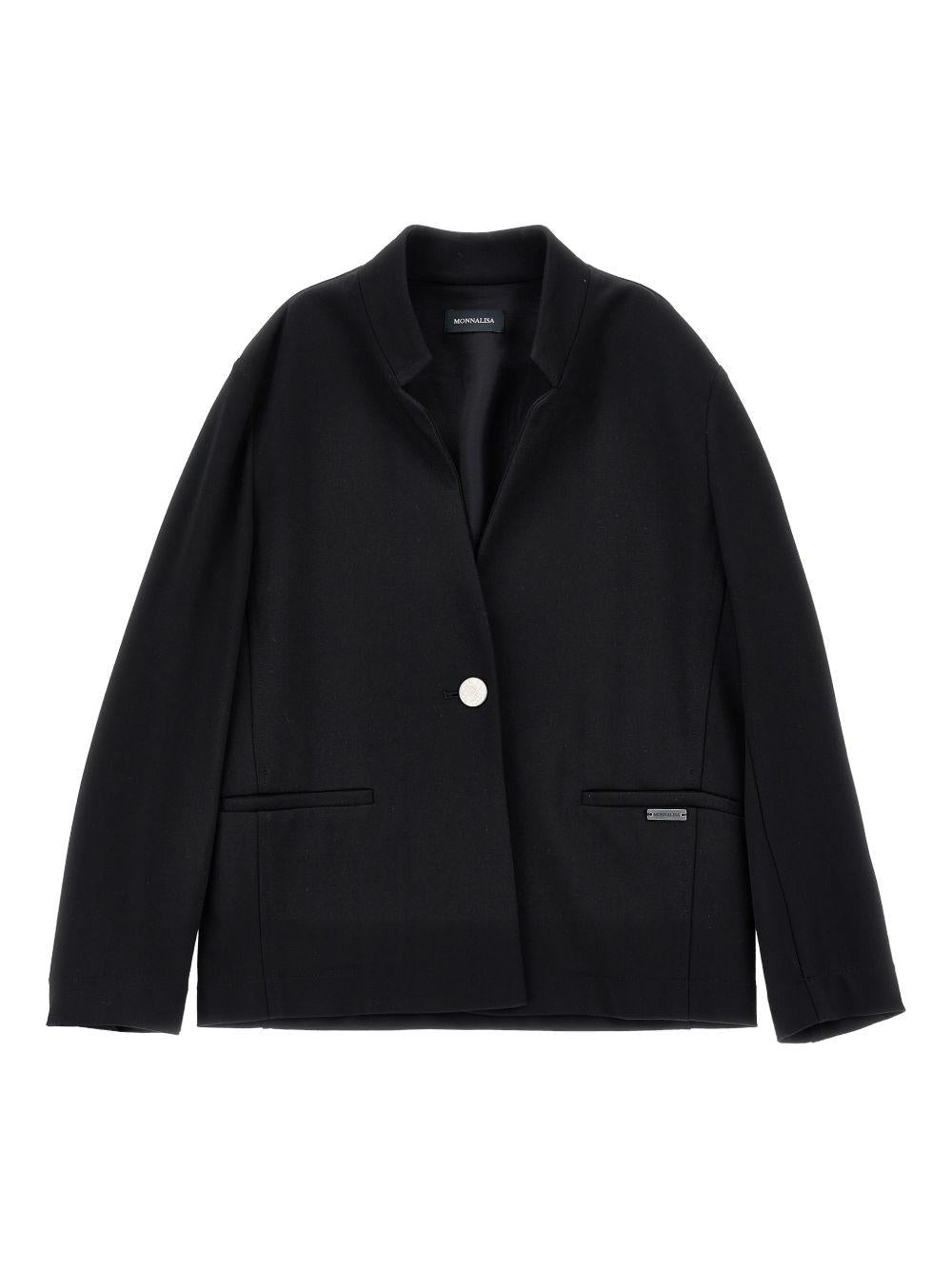 Blazer per bambina Monnalisa nero con tasche a filetto 41G100 7231 0050 MONNALISA