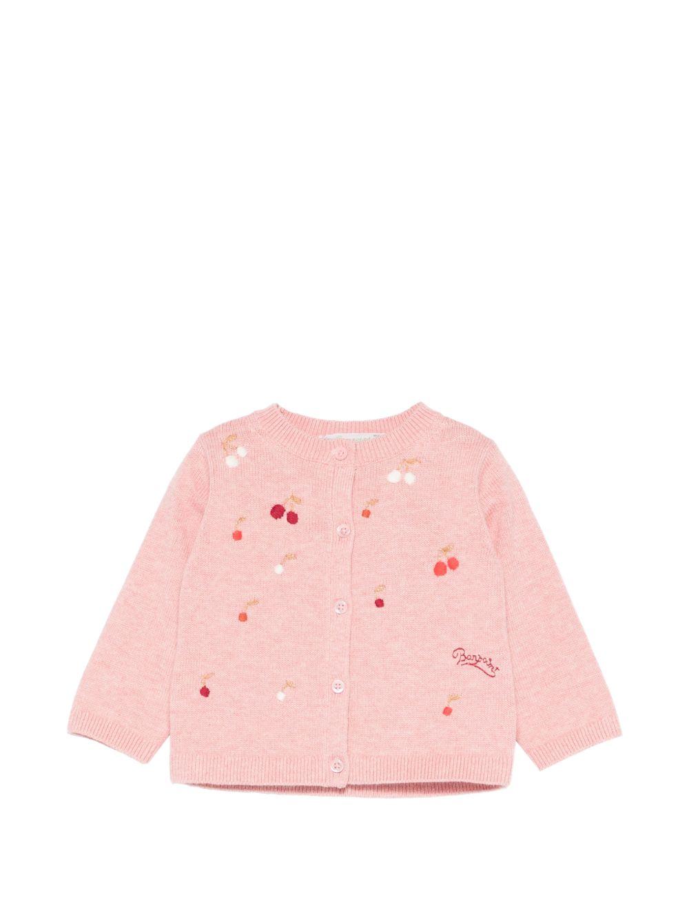 Cardigan per neonata Bonpoint rosa con ricamo ciliegie S06XCAK00007 124A BONPOINT