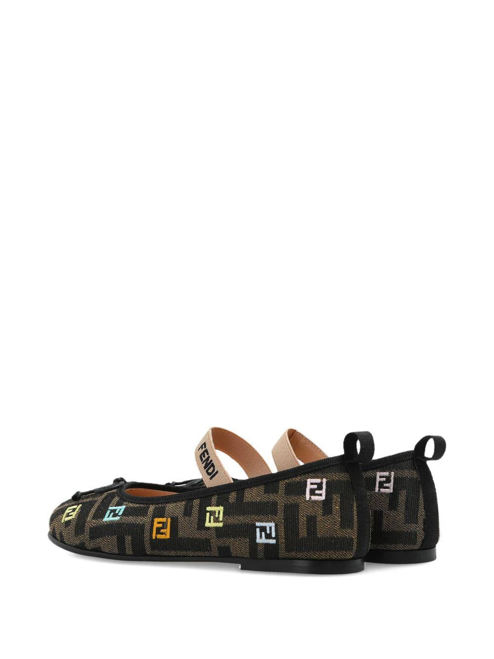 Ballerine per bambina Fendi Kids marrone con motivo FF JFR566 AWK2 F1HFI FENDI KIDS