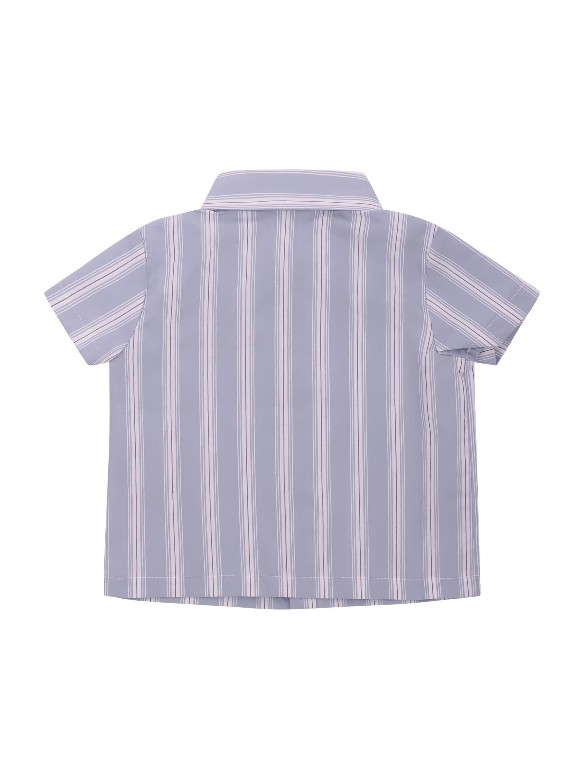Camicia per neonato Balmain Kids azzurra con design a righe bianche BY5511 P0592 685BC BALMAIN KIDS