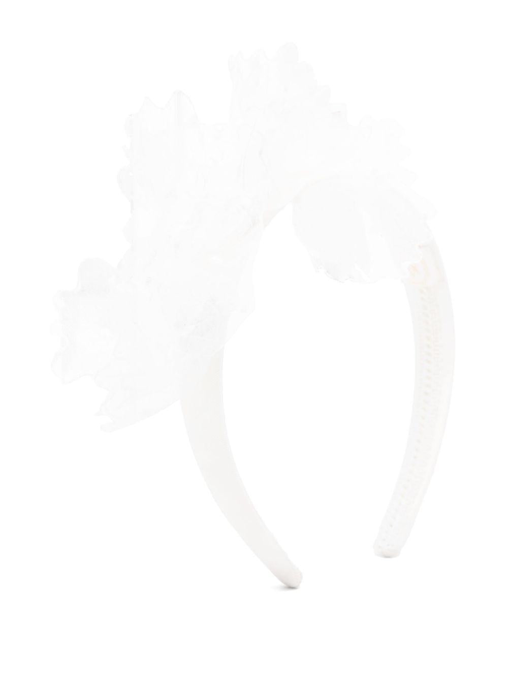 Cerchietto per bambina MAISON AVA bianco in tulle con decorazione in cristalli MA-SS25-HH09 WHITE MAISON AVA