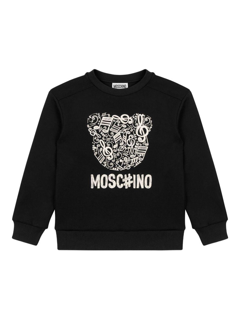 Felpa per bambino Moschino Kids nero con stampa bear HMF099LDA58 60100 MOSCHINO KIDS