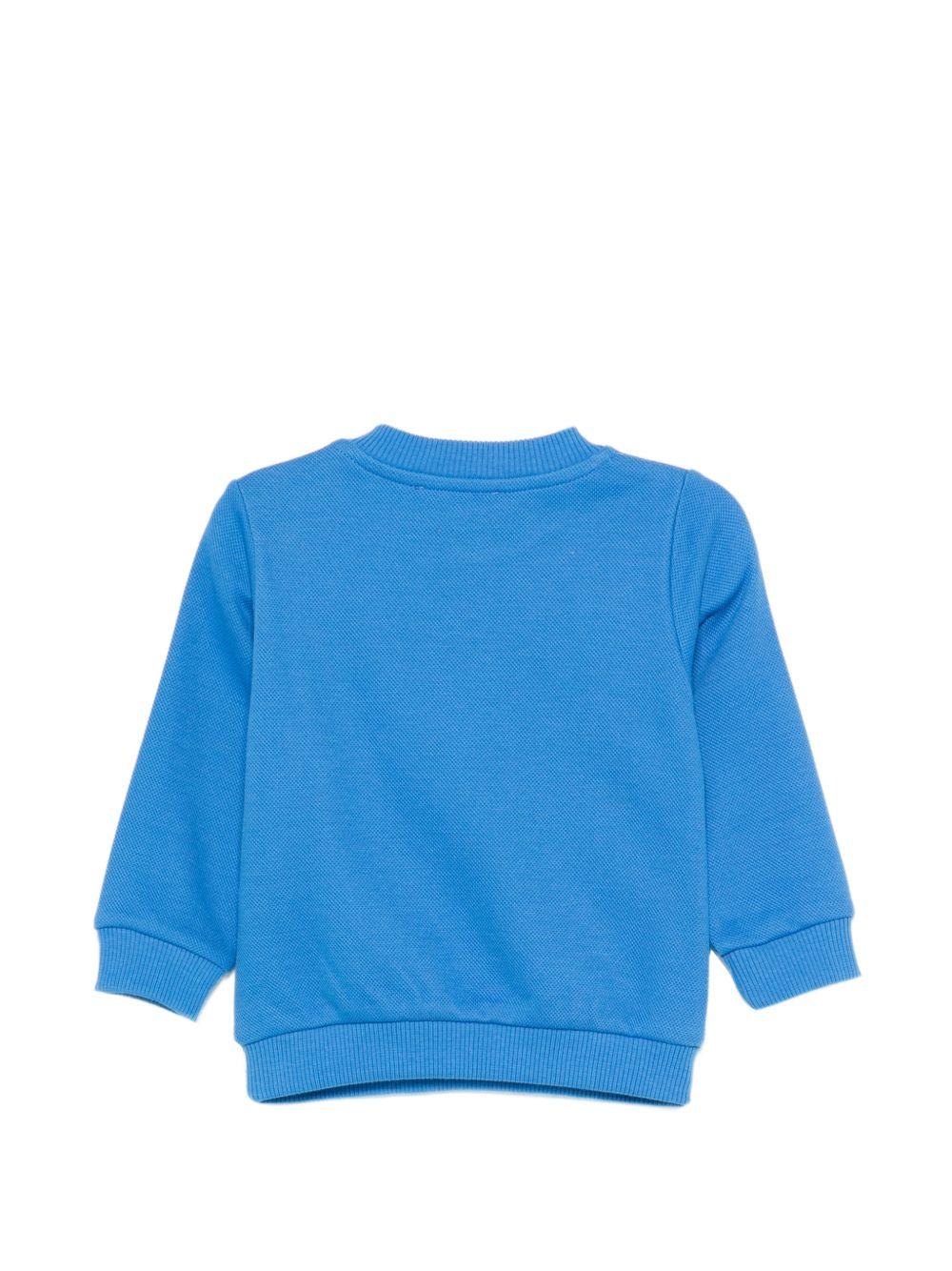 Felpa per neonato Moschino Kids azzurra con Teddy Bear e logo sul davanti MWF060LCA90 40630 MOSCHINO KIDS