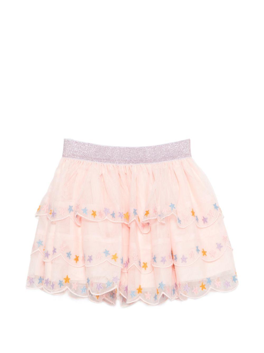 Gonna per bambina Stella McCartney Kids rosa con ricamo stelle TY7A31 Z1119 503 STELLA McCARTNEY KIDS