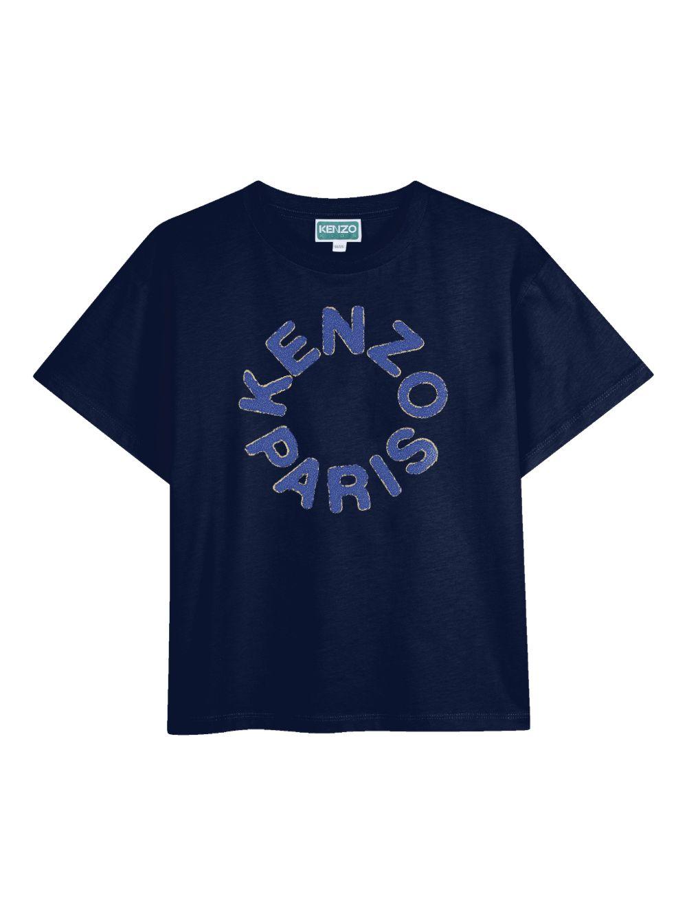 T-shirt per bambino Kenzo Kids blu con stampa logo K61699 84N KENZO KIDS