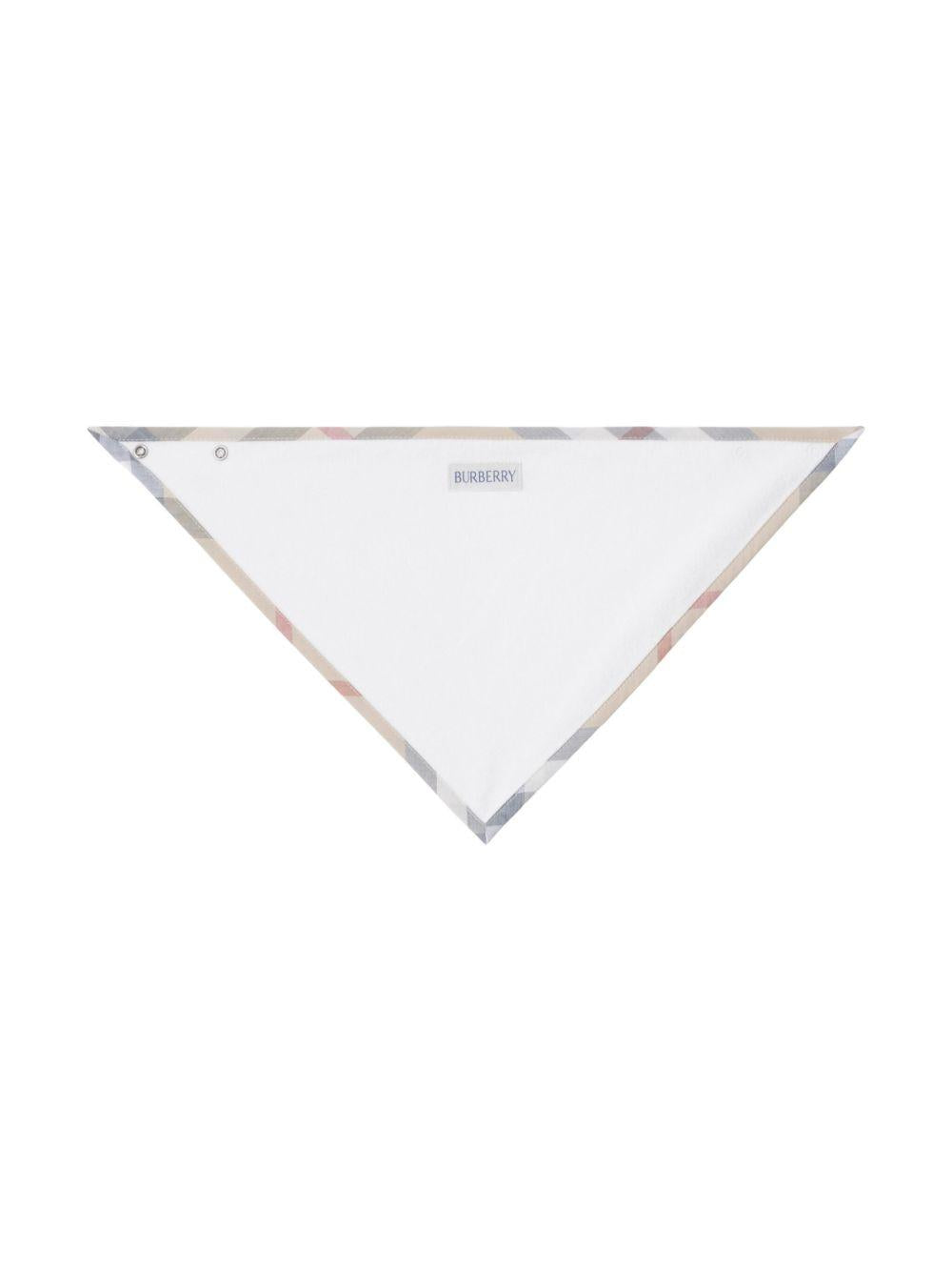 Set di 3 con tutina, bavaglino e berretto Burberry Kids bianco a quadri 8100691 A1464 BURBERRY KIDS