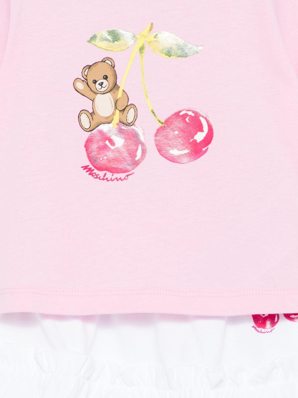 Set t-shirt e gonna per neonata Moschino Kids rosa con stampa Teddy MDG01TLAA02 84326 MOSCHINO KIDS