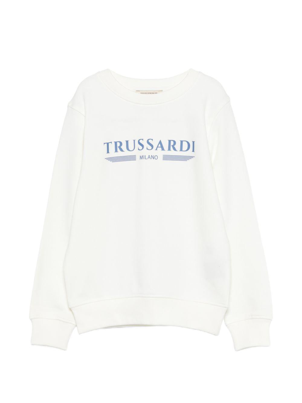 Felpa per bambino TRUSSARDI JUNIOR bianca con dettaglio logo TBP26070FE OFF-WHITE TRUSSARDI JUNIOR