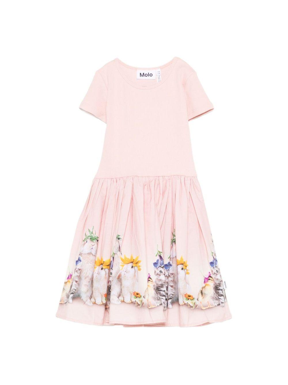 Abito per bambina Molo rosa con stampa grafica animali 2S26E102 5228 MOLO