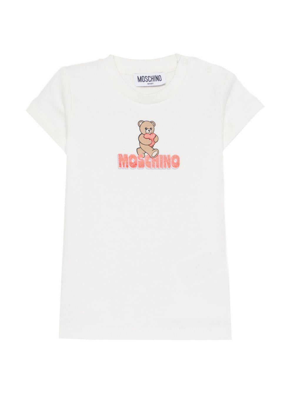 Abito per neonata Moschino Kids bianco con stampa orsetto MAV0C9LCA52 10063 MOSCHINO KIDS