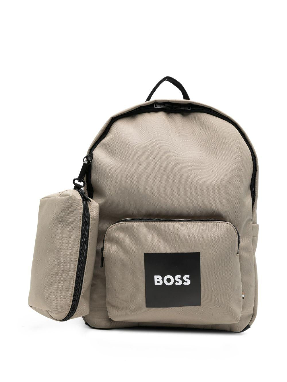 Zaino per bambino Boss Kids beige con tasca con zip J53127 295 BOSS KIDS