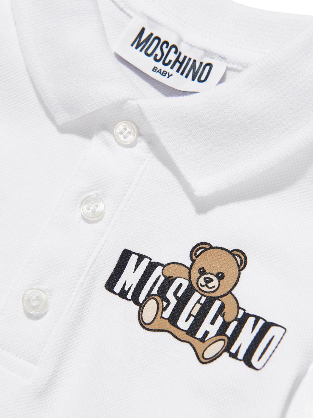 T-shirt per neonato Moschino Kids bianca con colletto stile polo MUM04JLFA09 10101 MOSCHINO KIDS
