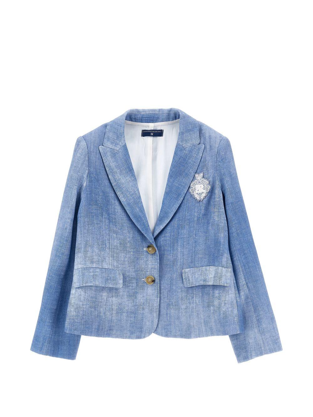 Giacca per bambina Ermanno Scervino Junior azzurra con revers classici Z1G101 7366 0062 ERMANNO SCERVINO JUNIOR