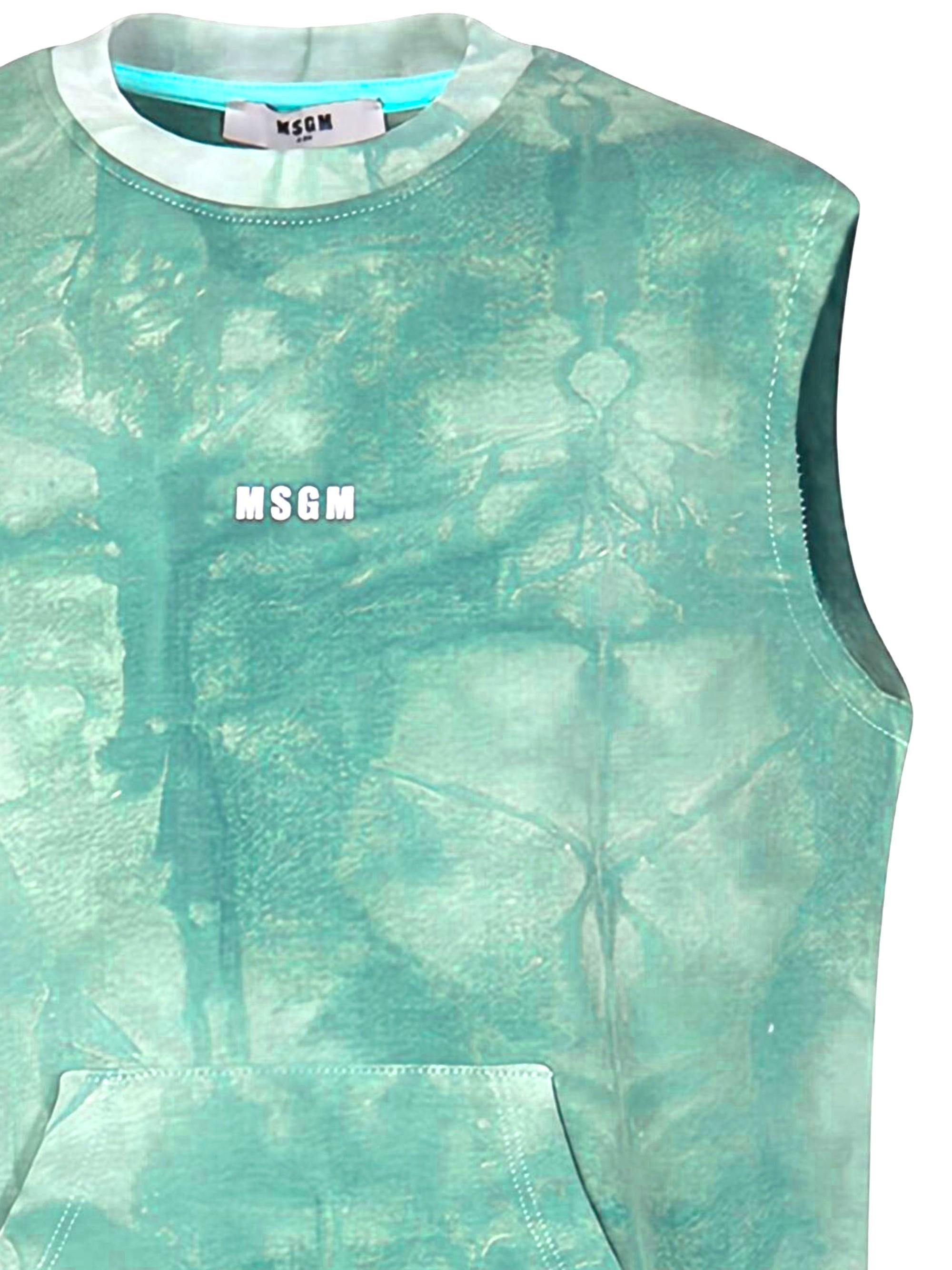 Top per bambina MSGM Kids verde con fantasia tie dye S6MSJBSW244 089 MSGM KIDS