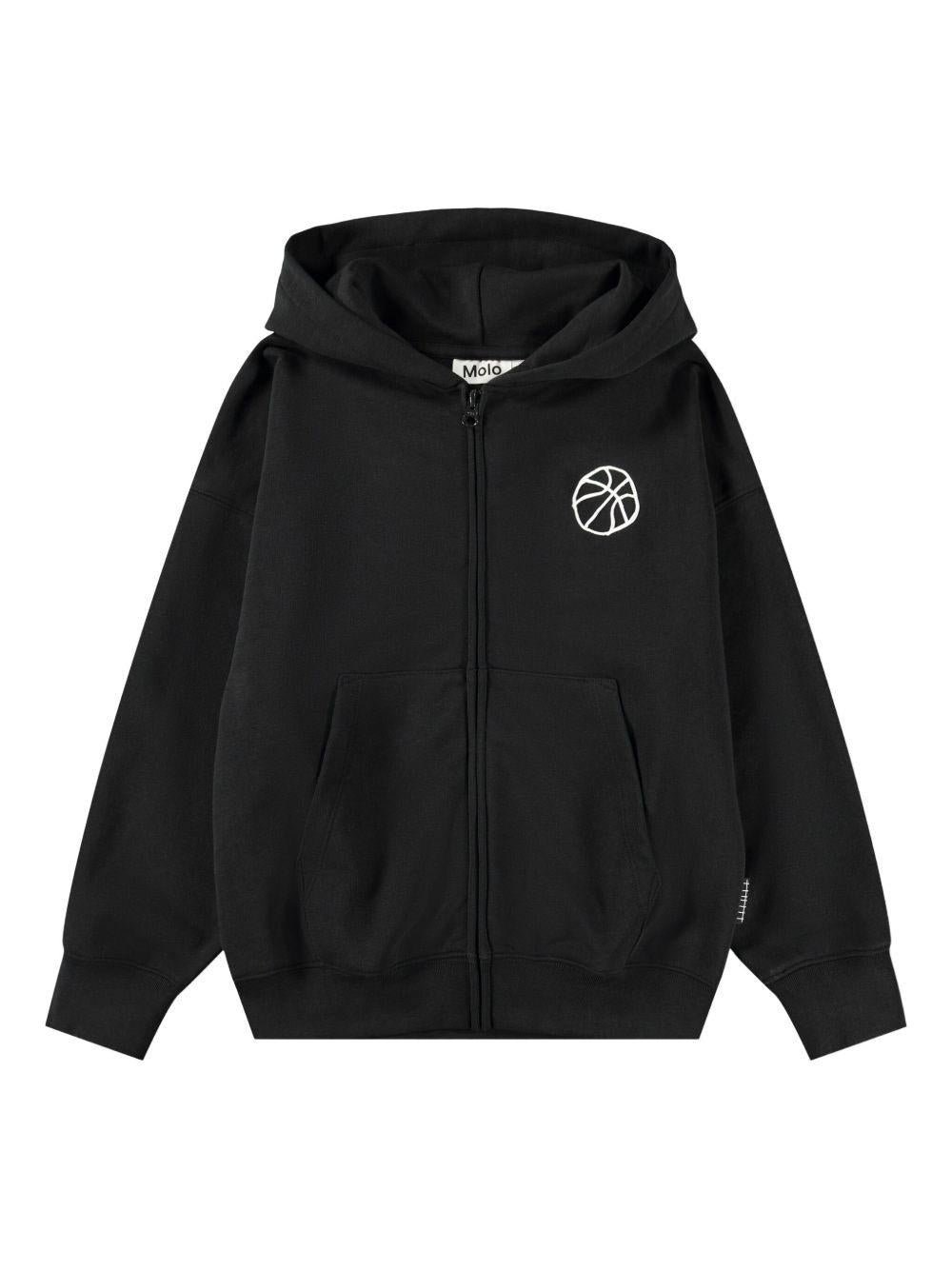 Felpa Marley per bambino Molo nera con stampa basketball 1S26J302 0099 MOLO