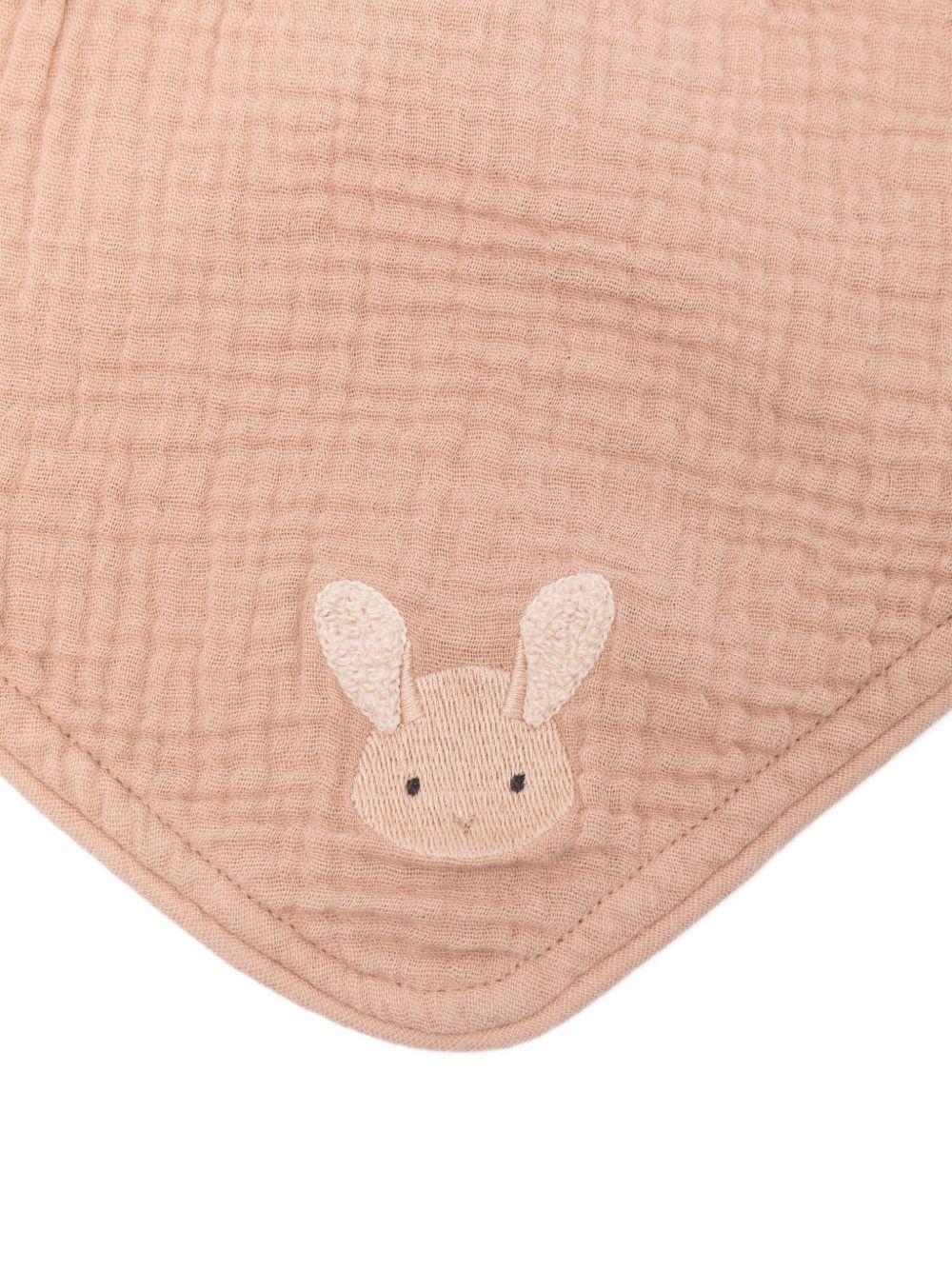 Bavaglino per neonati Donsje marrone con ricamo coniglietto 7100702 00018 DONSJE