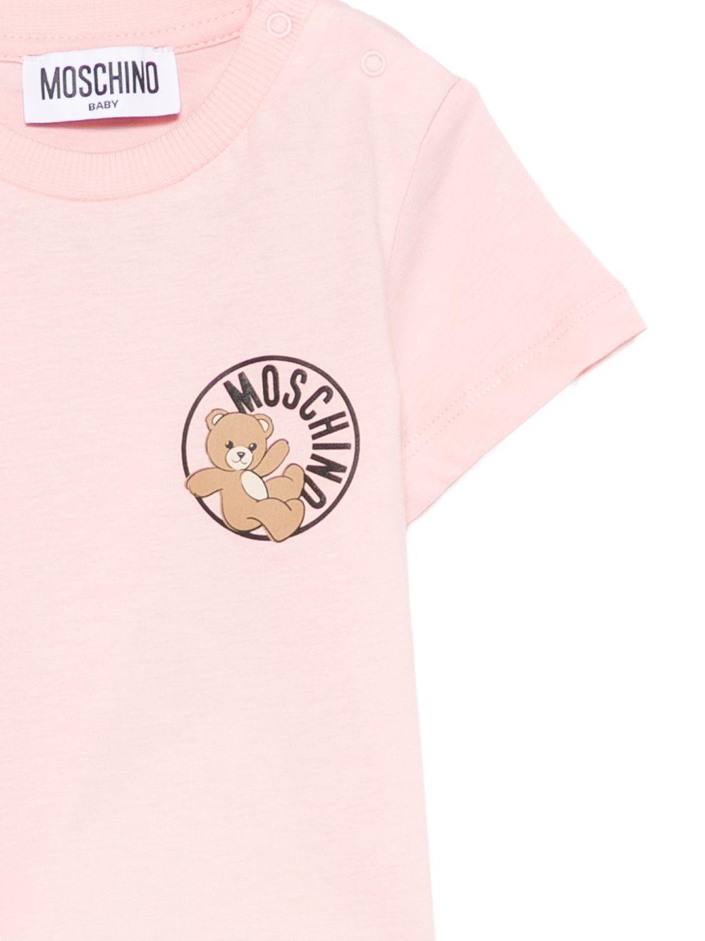 T-shirt per neonata Moschino Kids rosa con logo sul davanti MUM04SLAA03 50209 MOSCHINO KIDS