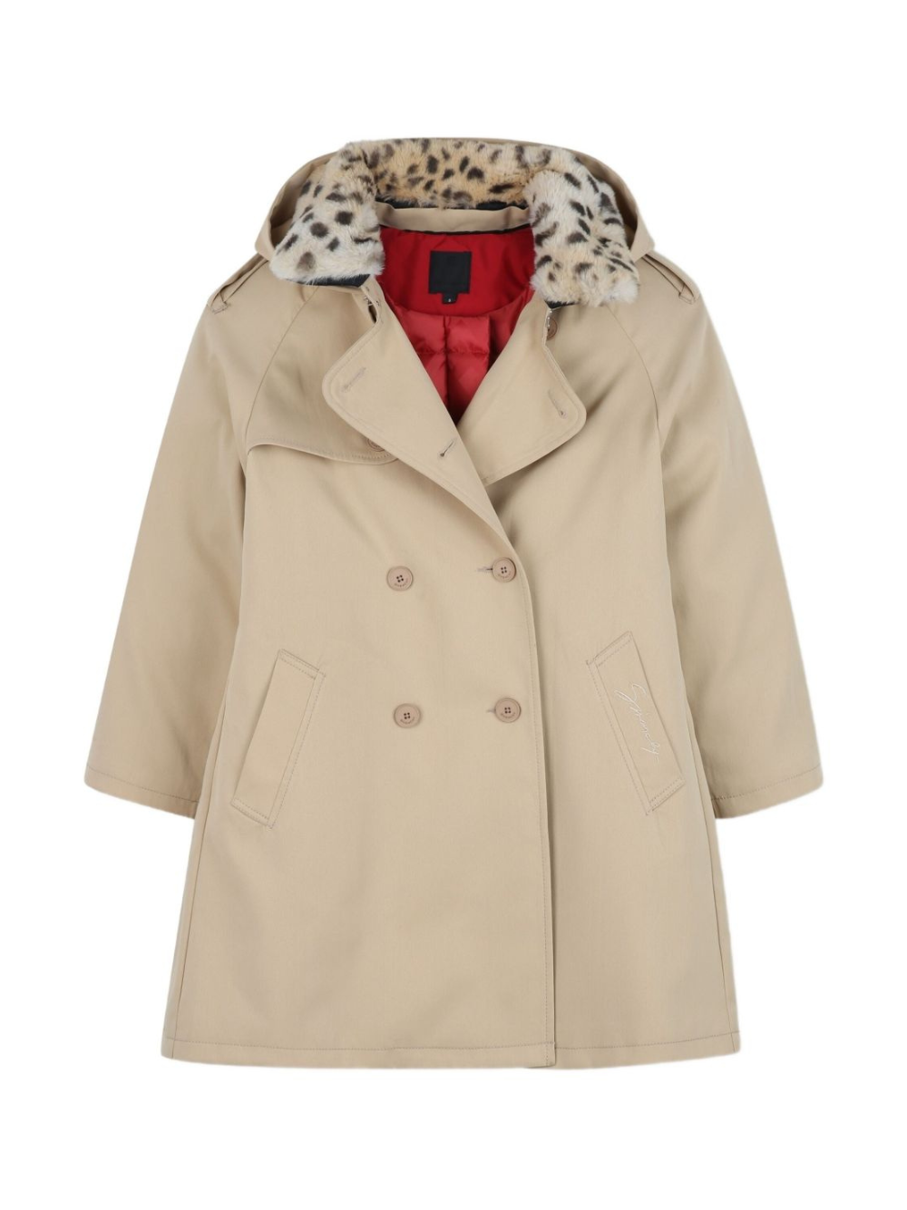 Trench per bambina Givenchy Kids beige con colletto leopardato H30986 20P GIVENCHY KIDS