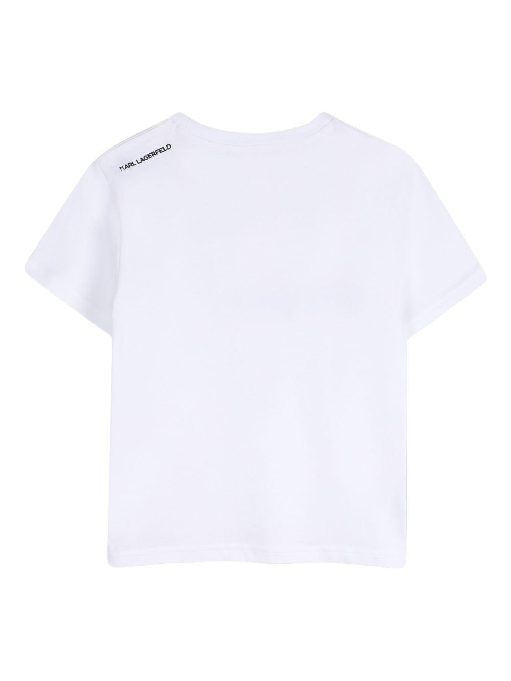 T-shirt per bambino Karl Lagerfeld Kids bianca con stampa grafica Z31096 10P KARL LAGERFELD KIDS