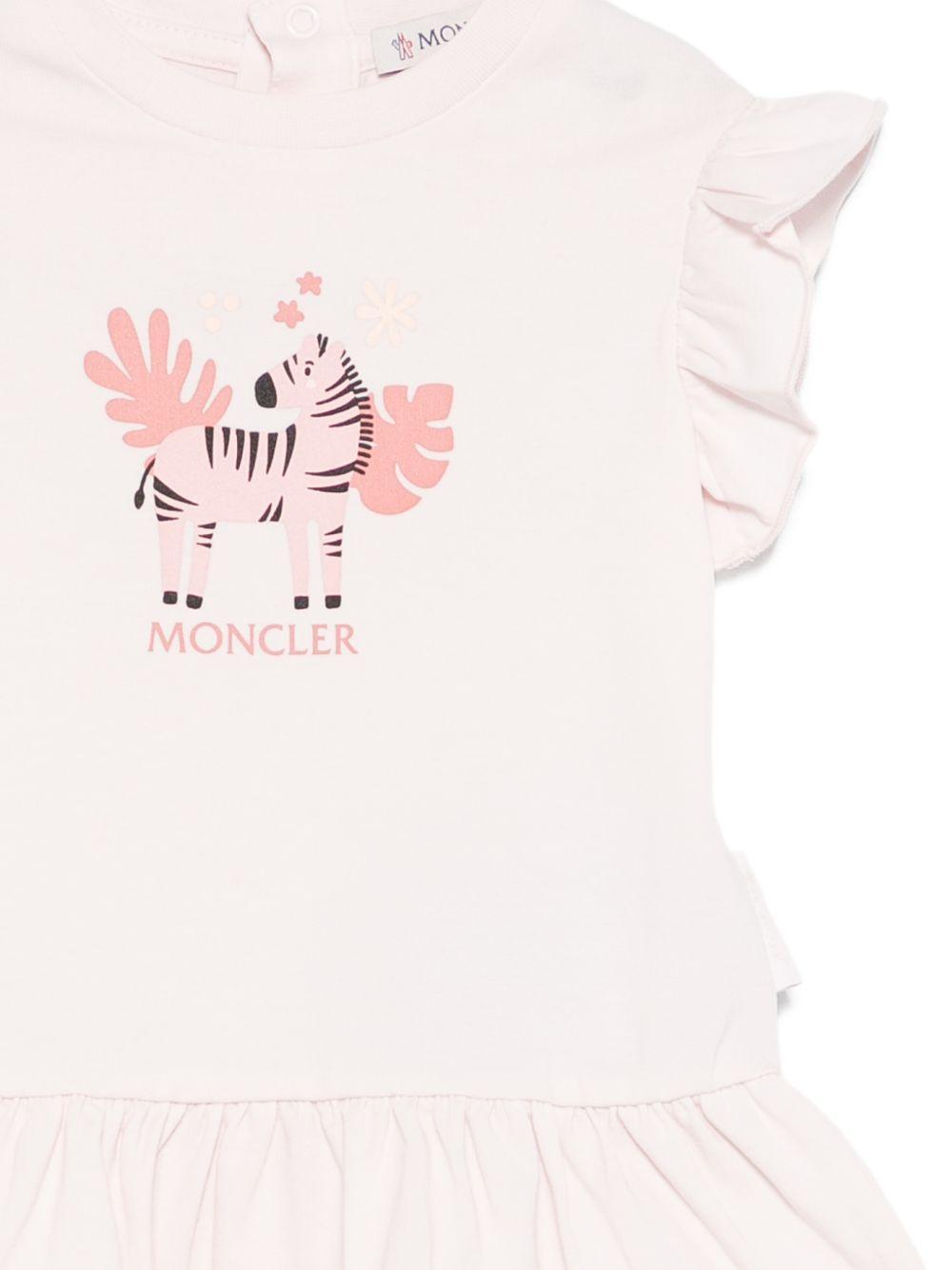 Abito per neonata Moncler Kids rosa con stampa grafica sul davanti L19518I0000289AUM 503 MONCLER ENFANT