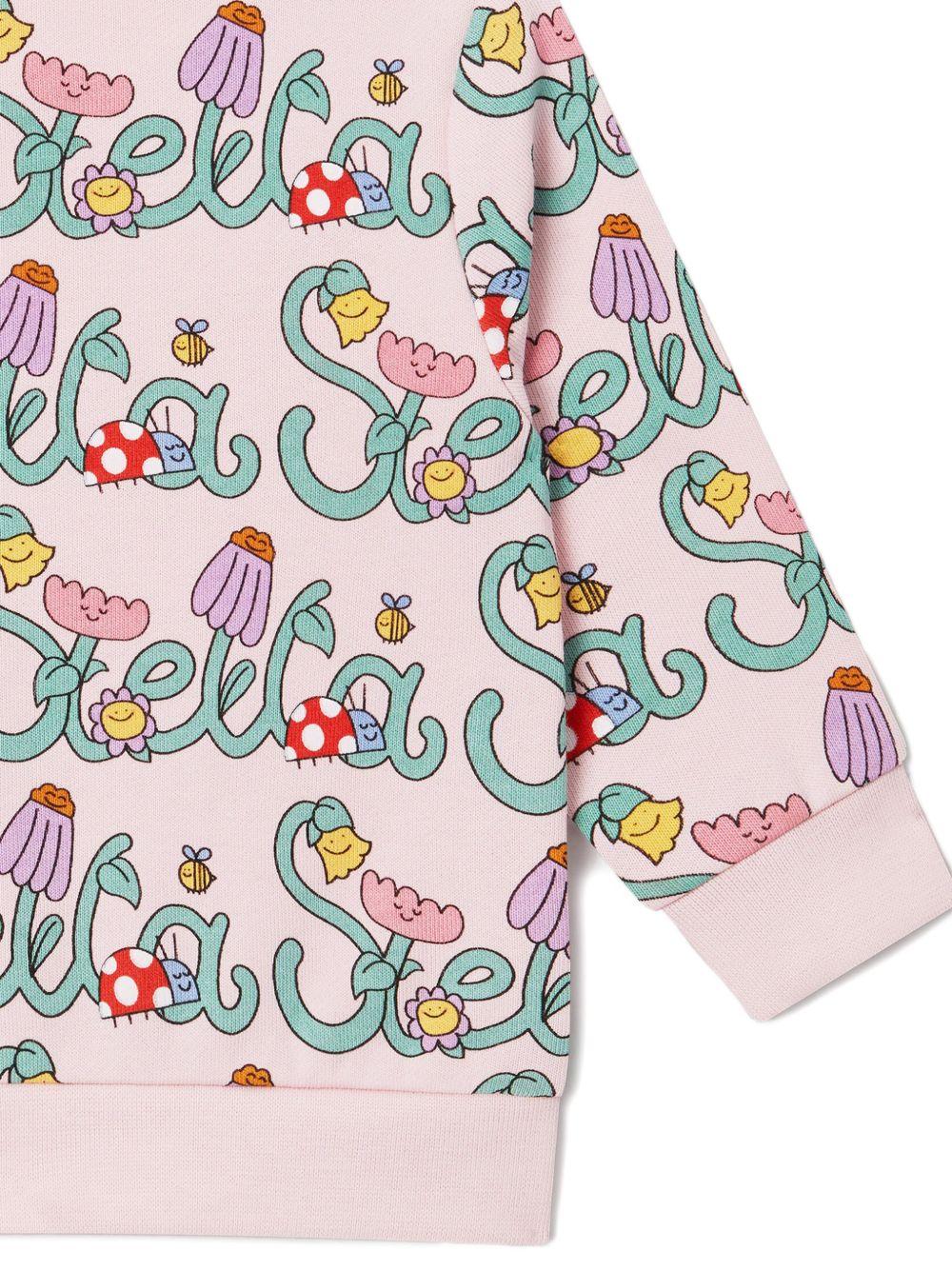 Felpa per neonata Stella McCartney Kids rosa con stampa logo all-over TY4020 Z3581 51RMC STELLA McCARTNEY KIDS