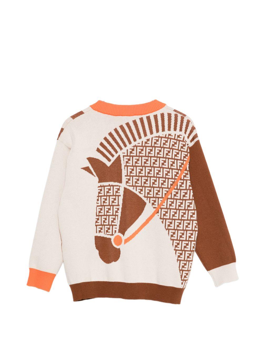 Cardigan per bambino Fendi Kids multicolore con scollo a V JMG138 AVVS F1UPR FENDI KIDS