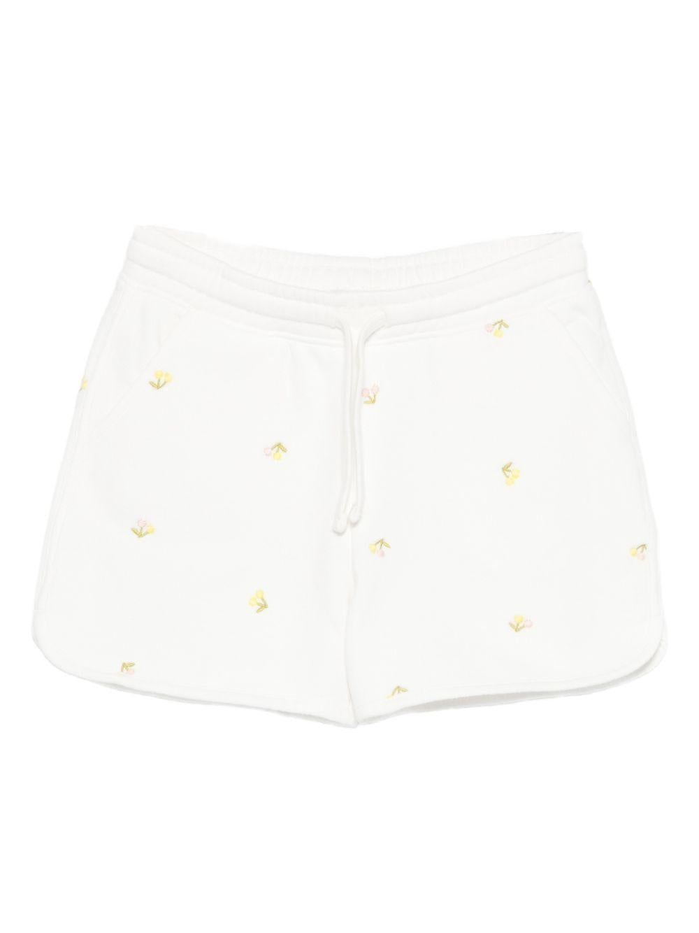 Shorts per bambina Bonpoint bianco con motivo ricamato S06GBEK00001 603 BONPOINT
