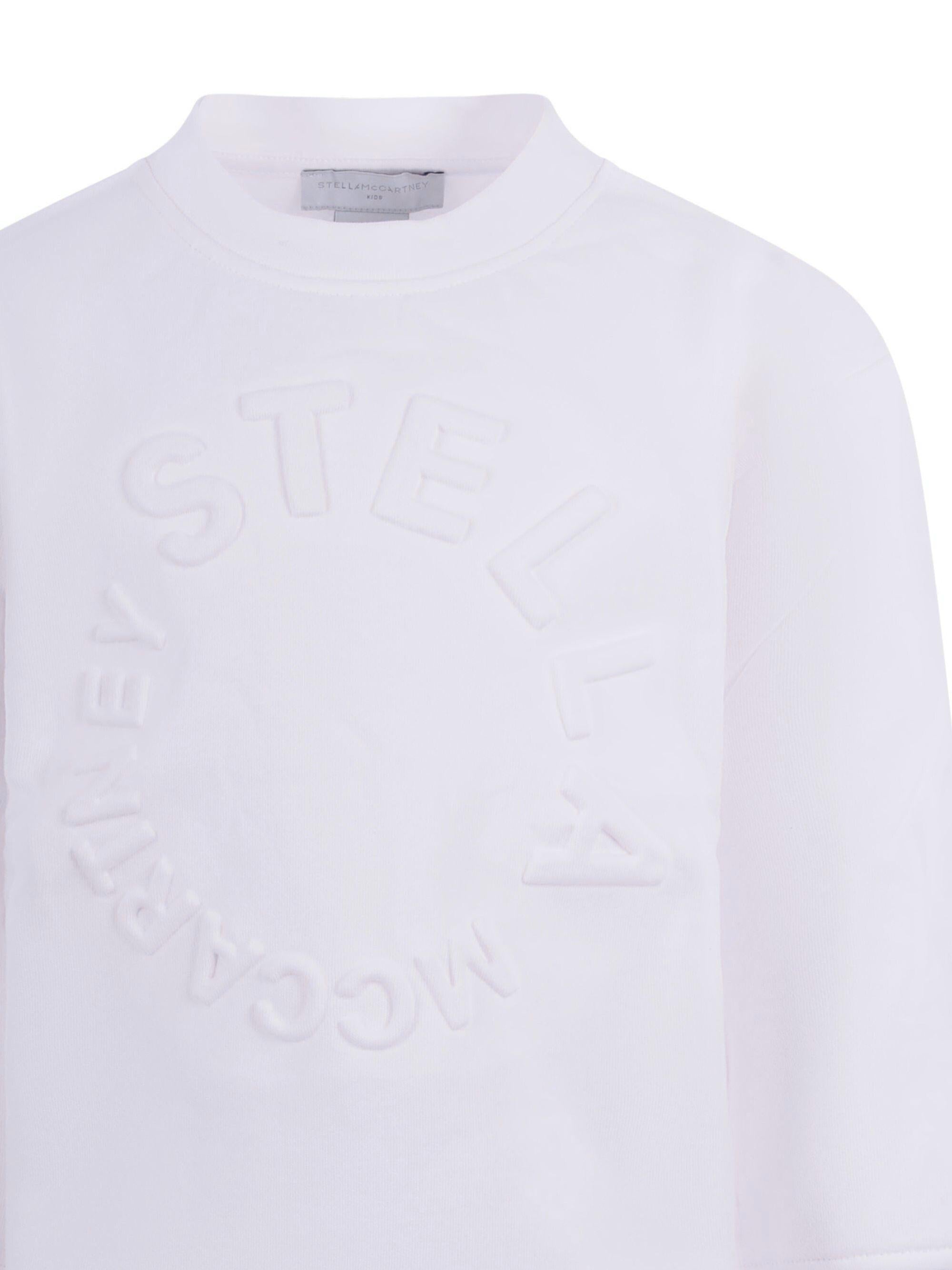 Felpa per bambina Stella McCartney Kids bianca con logo goffrato sul davanti TV4P30 Z0453 101 STELLA McCARTNEY KIDS