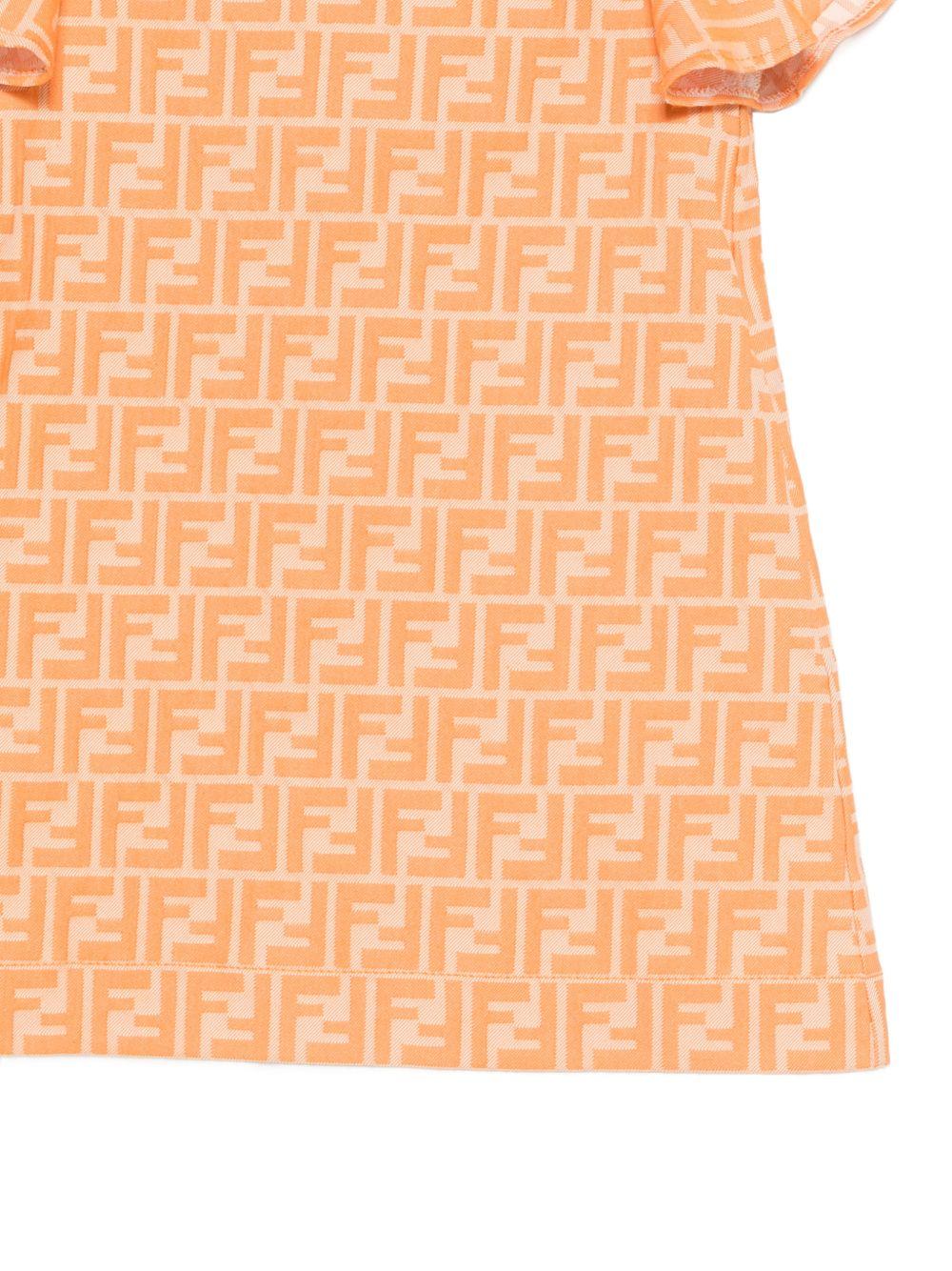 Abito per bambina Fendi Kids arancione con dettagli con ruches JFB845 AVW1 F1JYS FENDI KIDS