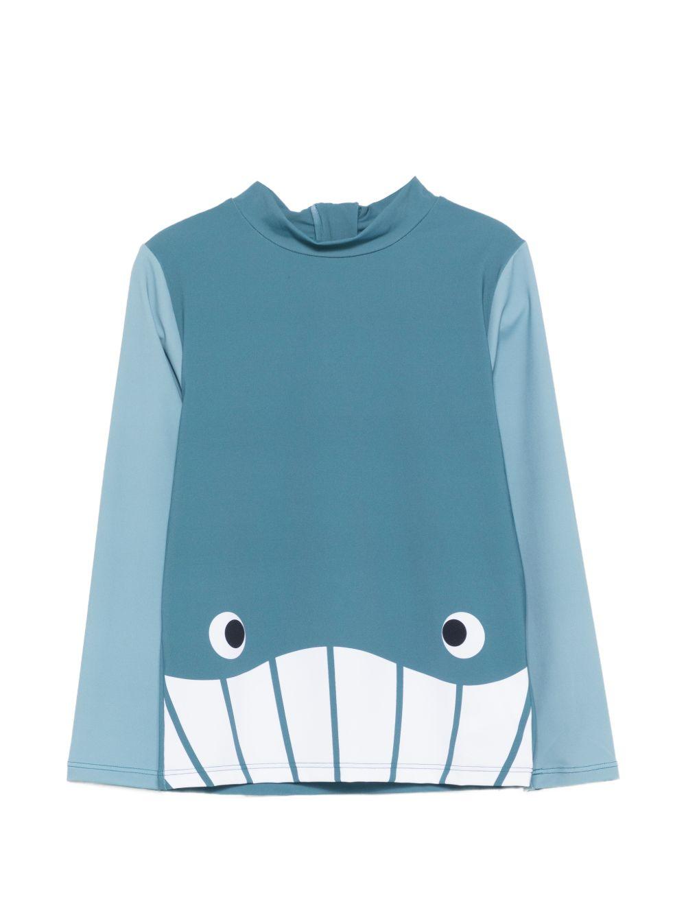 Costume per bambino Stella McCartney Kids azzurro con stampa grafica balena TYCP12 Z0157 642 STELLA McCARTNEY KIDS