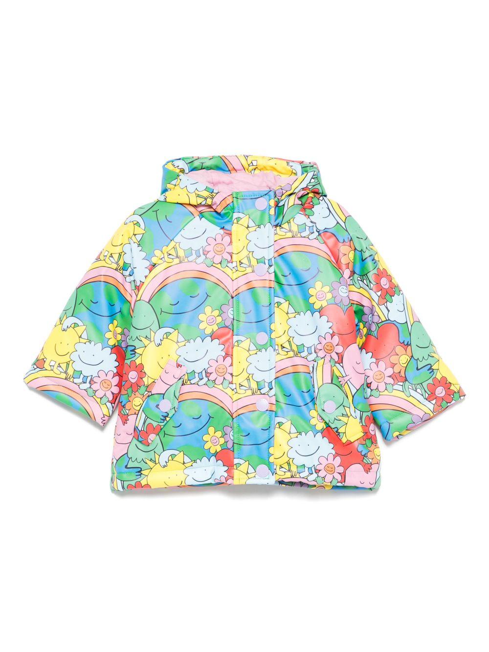 Impermeabile per neonata Stella McCartney Kids multicolore con stampa grafica - Rubino Kids