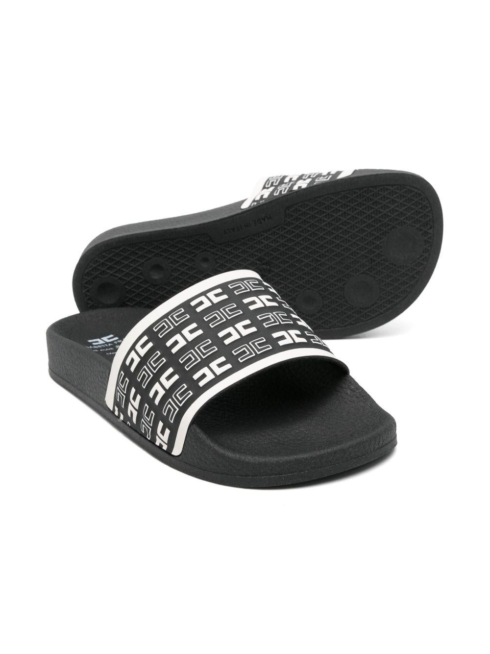 Infradito per bambina Elisabetta Franchi La Mia Bambina nero con monogramma - Rubino Kids