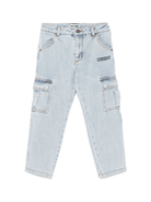 Jeans cargo per bambino Moschino Kids in denim ricamati - Rubino Kids