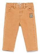 Jeans Leo Teddy per neonato Moschino Kids beige con passanti per cintura - Rubino Kids