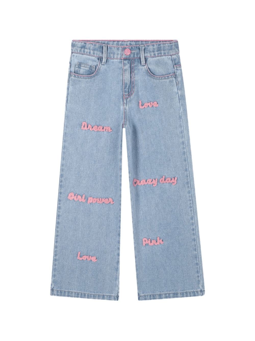 Jeans per bambina Billieblush in denim decorati con scritte - Rubino Kids