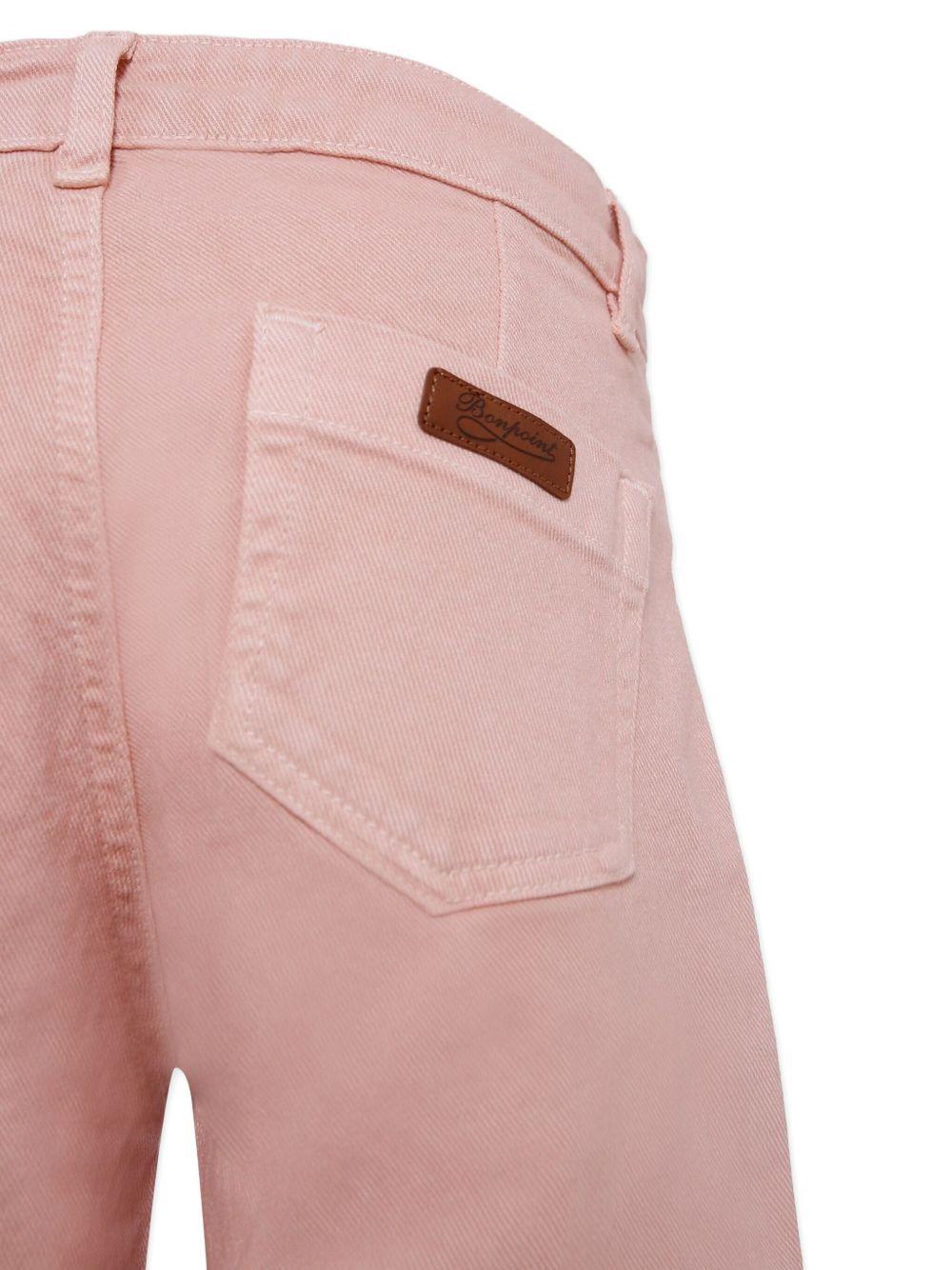 Jeans per bambina Bonpoint rosa con applicazione logo - Rubino Kids
