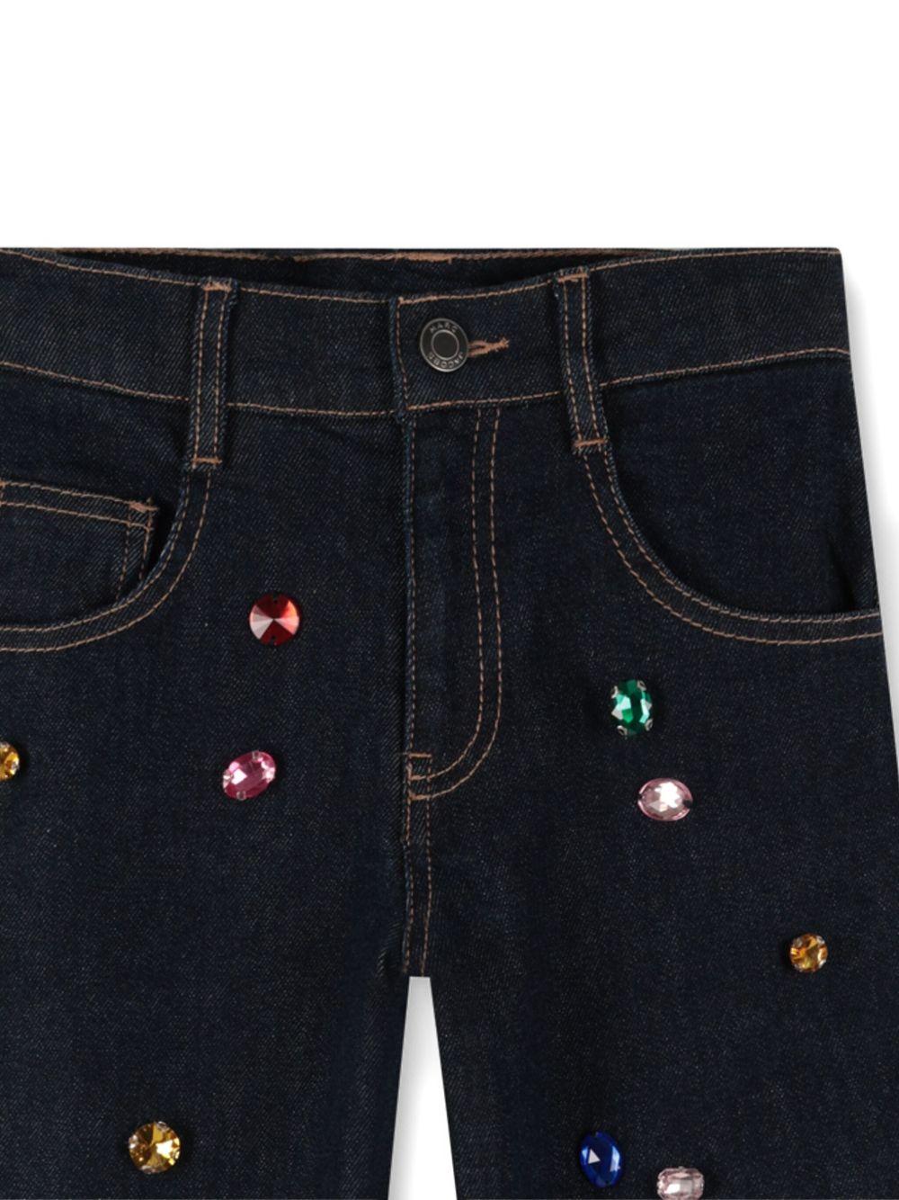 Jeans per bambina Marc Jacobs Kids denim con decorazioni di pietre multicolor - Rubino Kids
