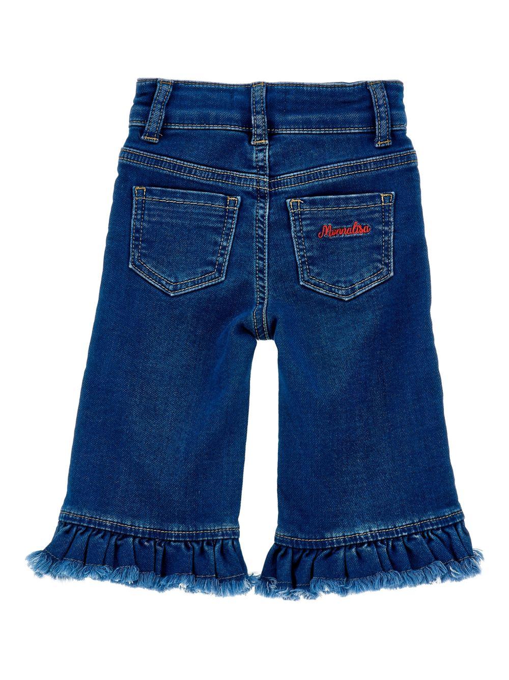 Jeans per bambina Monnalisa in denim con ricamo a cuori - Rubino Kids