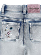 Jeans per bambina Monnalisa x Disney in denim con gemme Stitch - Rubino Kids