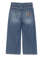 Jeans per bambina Moschino Kids denim con logo ricamato sul davanti - Rubino Kids