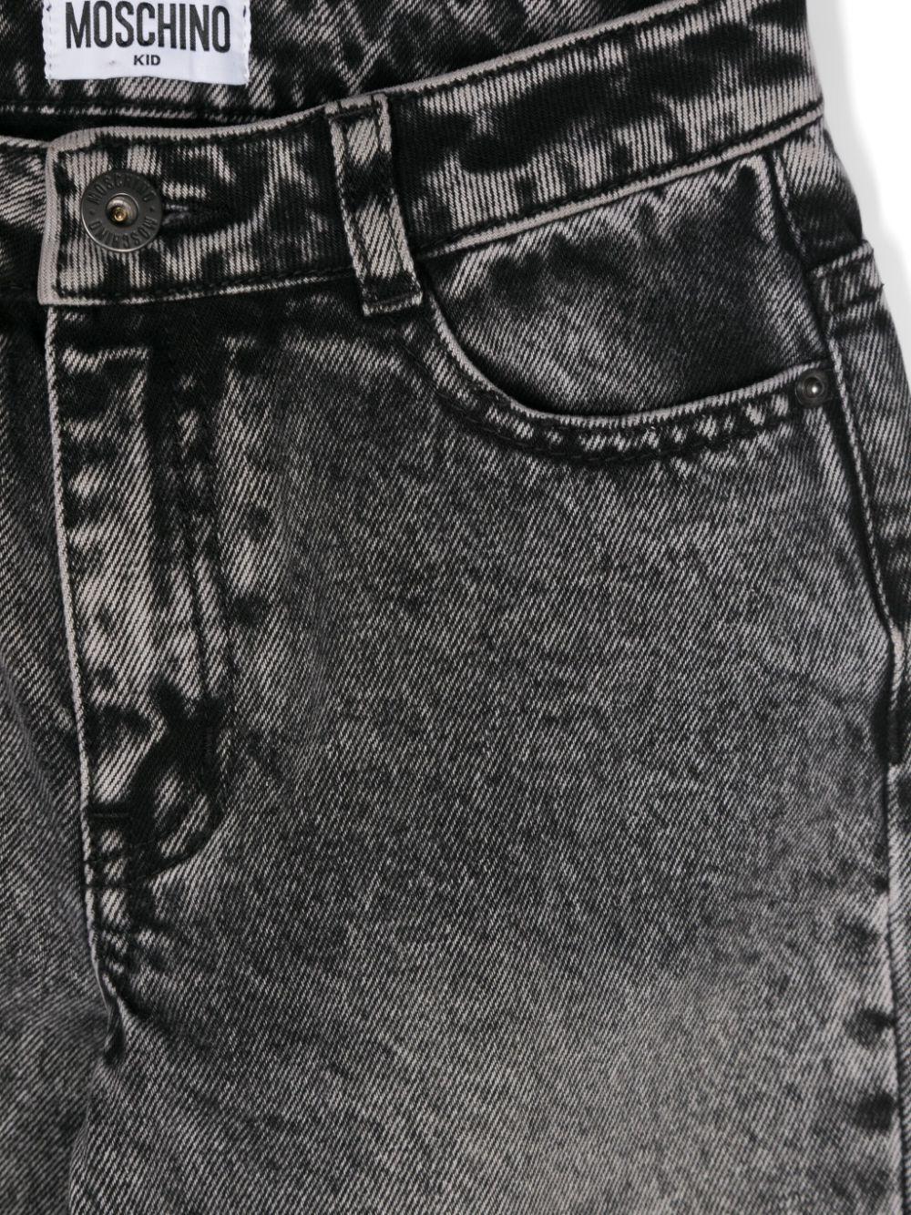 Jeans per bambina Moschino Kids grigio con ricamo logo sulla tasca posteriore - Rubino Kids