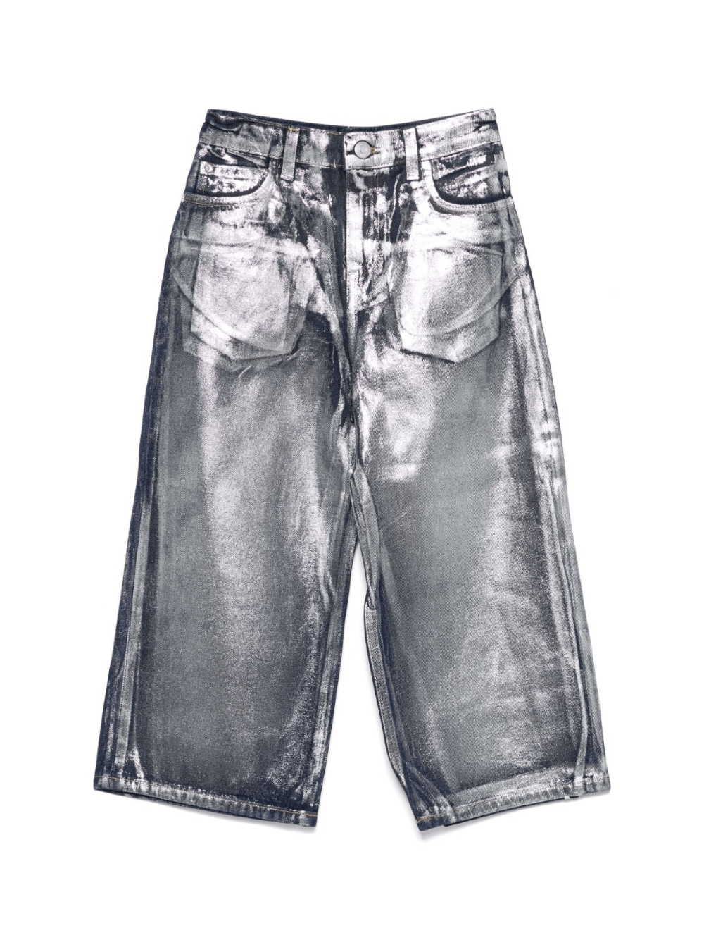 Jeans per bambina MSGM Kids argento con effetto metallizzato - Rubino Kids