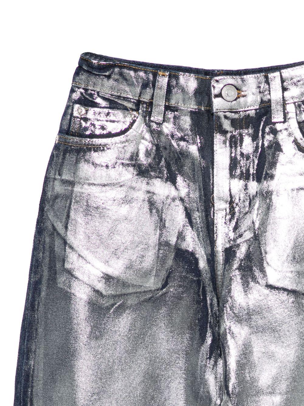 Jeans per bambina MSGM Kids argento con effetto metallizzato - Rubino Kids