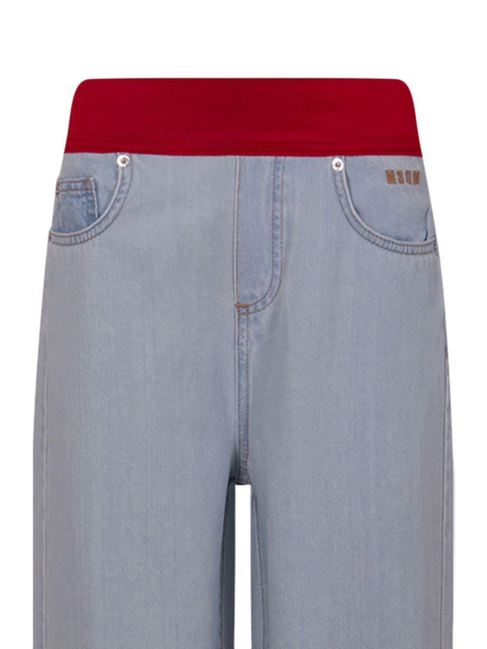 Jeans per bambina MSGM Kids denim con elastico in vita - Rubino Kids