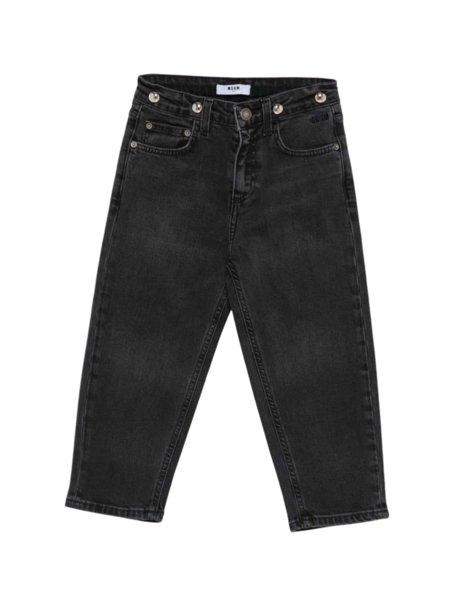 Jeans per bambina MSGM Kids in denim nero con borchie sulla cintura - Rubino Kids